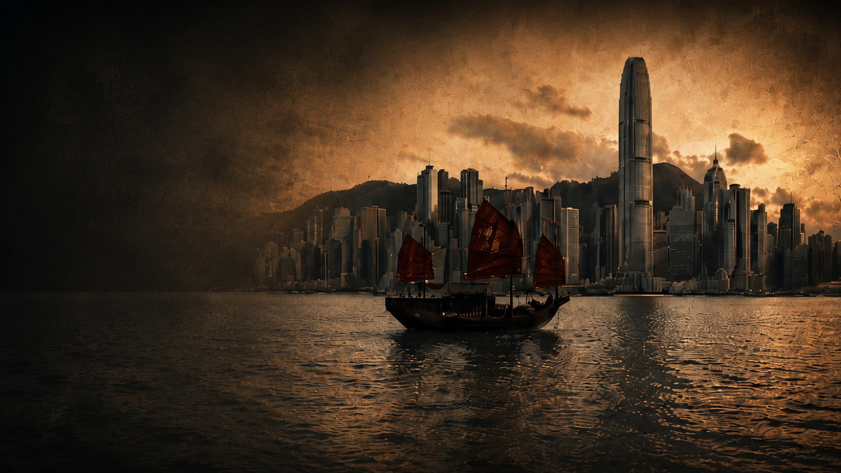 Hong Kong skyline at sunset